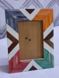 Handmade Wooden Frame with Metal Accents